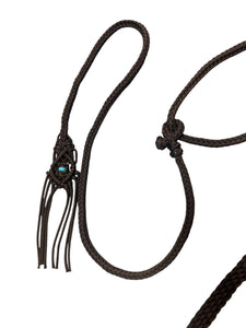 8' Fancy  braided beaded walnut loop reins with turquoise howlite and a romal.