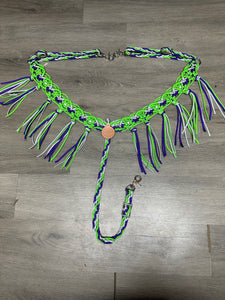 fancy macrame  fringe breast collar with rhinestones