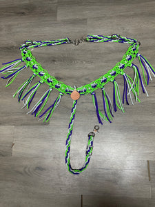 fancy macrame  fringe breast collar with rhinestones