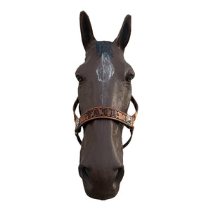 PERSONALIZED tan tribal nylon horse halter