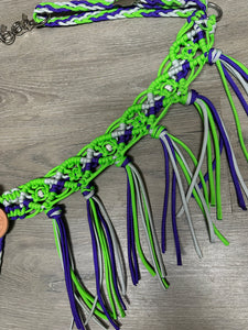 fancy macrame  fringe breast collar with rhinestones