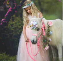 Braided pony or  horse halter with lead in light pink