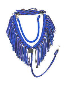 Fringe tack set WITHOUT headstall   purple, black,  and royal blue