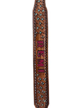 TBT Hand tooled personalized leather dog collar cross basket weave