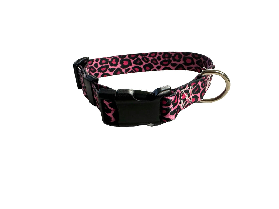 TBT Pink cheetah Nylon dog collar