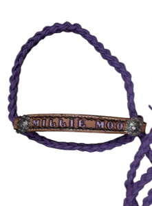 Personalized COW  halter small mini cow or large cow LILAC