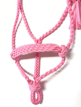 Braided pony or  horse halter with lead in light pink