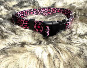 TBT Pink cheetah Nylon dog collar