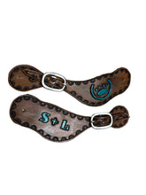 Custom Hand tooled and painted brand spur straps