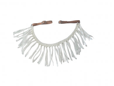 horse tripping  collar mule tape white  with leather tugs