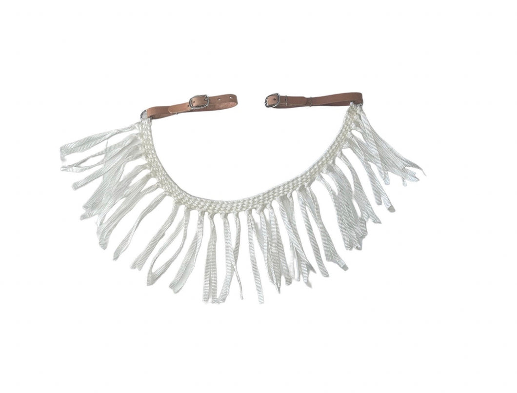 horse tripping  collar mule tape white  with leather tugs