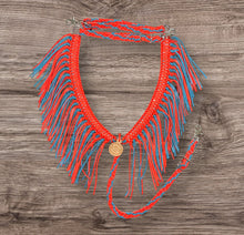 Turquoise and orange fringe breast collar...all sizes.
