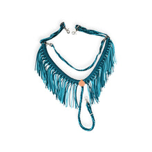 fringe breast collar teal and turquoise