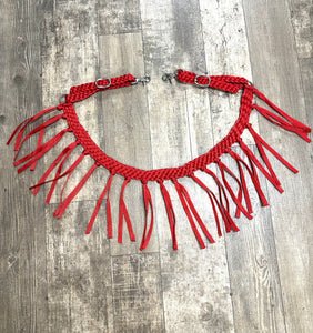 horse tripping  collar mule tape red.