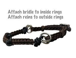 average horse knotted side pull hackamore  brown and black