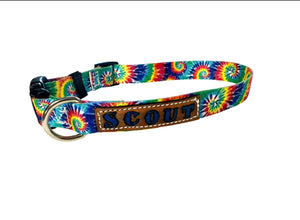 TBT Tie Dye Nylon dog collar (option to personalize)