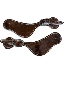 Cowhide hair on spur straps brown
