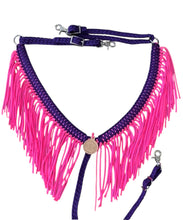 Purple and pink fringe breast collar.