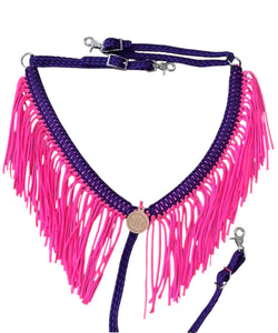 Purple and pink fringe breast collar.