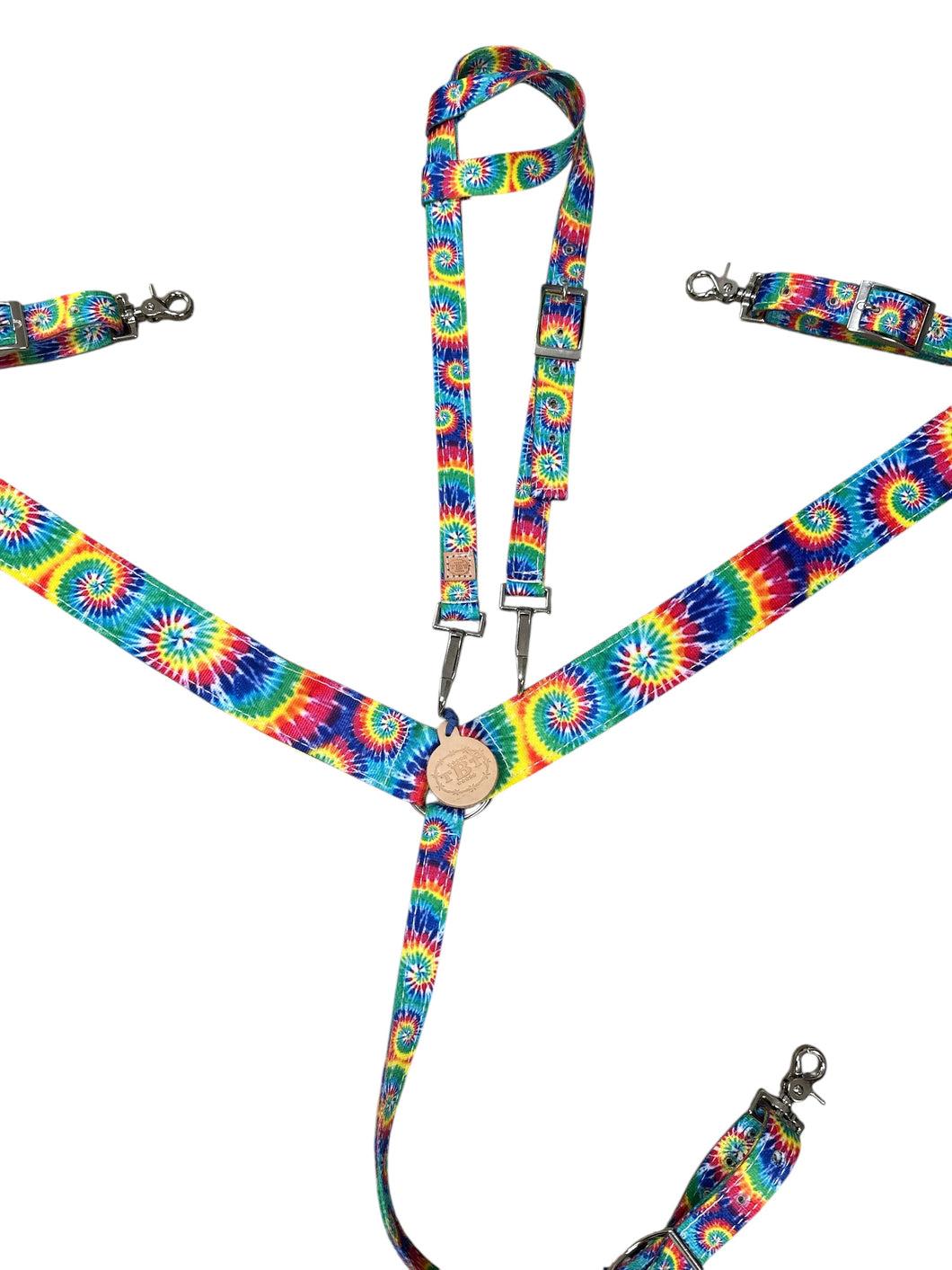 Tie dye  print  tack set breast collar nylon horse size