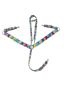 Tie dye  print tack set breast collar nylon horse size