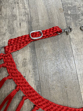horse tripping  collar mule tape red.