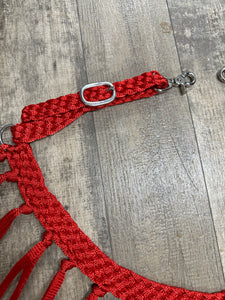 horse tripping  collar mule tape red.