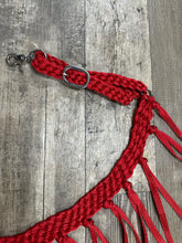 horse tripping  collar mule tape red.