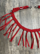 horse tripping  collar mule tape red.