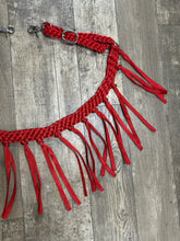 horse tripping  collar mule tape red.