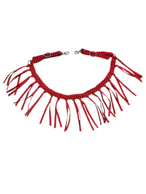 horse tripping  collar mule tape red.