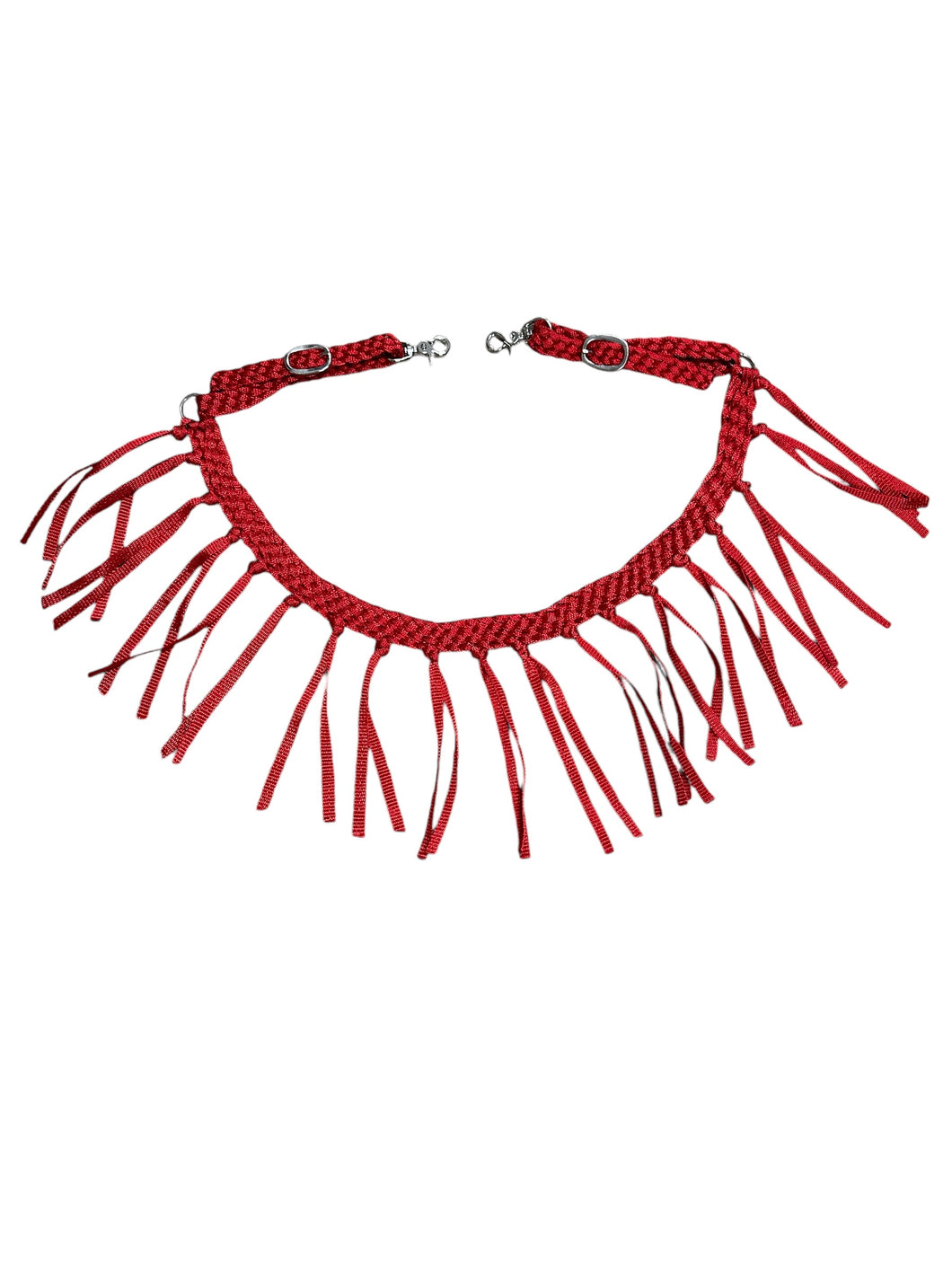 horse tripping  collar mule tape red.