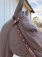 Four aces Hand painted and tooled one ear leather Headstall horse size