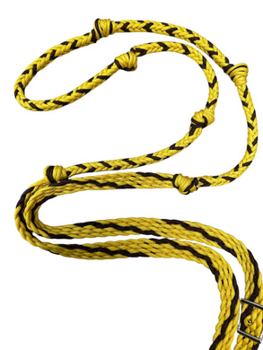 Barrel reins with grip knots yellow and walnut