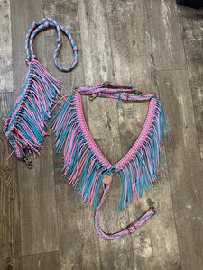 average fringe horse tack set breast collar and reins