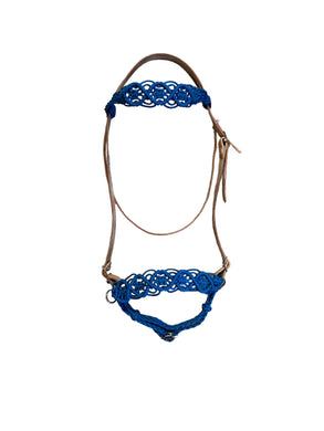 complete Bitless bridle side pull hackamore in leather and paracord