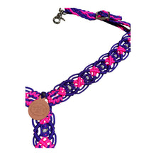 fancy macrame  breast collar purple and hot pink with rhinestones