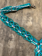 Gemstone fancy macrame  breast collar green turquoise and white(custom colors available)