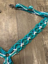 Gemstone fancy macrame  breast collar green turquoise and white(custom colors available)