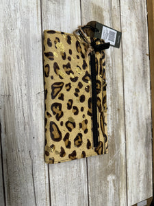 Myra cowhide womens crocheted wallet cheetah