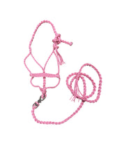 Braided pony or  horse halter with lead in light pink
