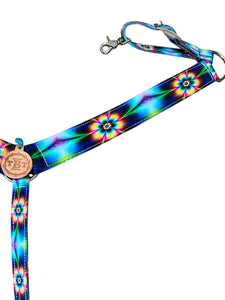 Tie dye flower  breast collar nylon horse tack