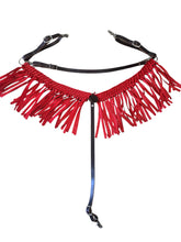 horse breast collar mule tape red with leather tugs