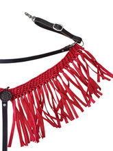 horse breast collar mule tape red with leather tugs