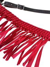 horse breast collar mule tape red with leather tugs