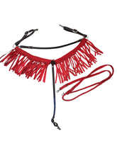 horse breast collar mule tape red with leather tugs