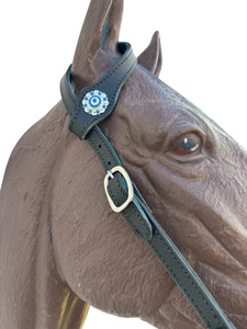 Butter soft black leather one ear  Headstall with quick change buckles horse size