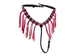 fancy macrame  fringe breast collar with rhinestones