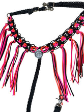 fancy macrame  fringe breast collar with rhinestones