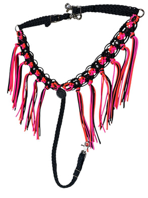 fancy macrame  fringe breast collar with rhinestones